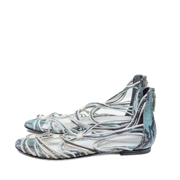 Pierre Balmain Paris Python Print Strappy Lace-Up Flat Sandals – Size EU 39 / US - Picture 3 of 10